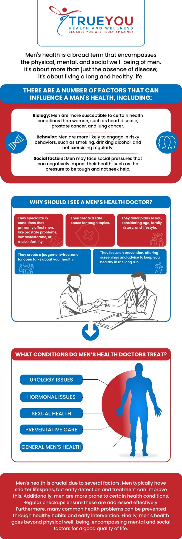 At True You Health and Wellness, Dr. Brian Hoff specializes in comprehensive men's health services tailored to address unique male health concerns. From preventive screenings and testosterone management to customized wellness programs, Dr. Hoff focuses on optimizing health and enhancing the quality of life for men at all stages. Utilizing advanced diagnostics and personalized treatment plans, True You ensures that each patient receives focused care designed to meet his specific needs. For more information, contact us or book an appointment online. Our clinic is conveniently located at 904 Princess Anne St Suite 207, Fredericksburg, VA 22401. At True You Health and Wellness, Dr. Brian Hoff specializes in comprehensive men's health services tailored to address unique male health concerns. From preventive screenings and testosterone management to customized wellness programs, Dr. Hoff focuses on optimizing health and enhancing the quality of life for men at all stages. Utilizing advanced diagnostics and personalized treatment plans, True You ensures that each patient receives focused care designed to meet his specific needs. For more information, contact us or book an appointment online. Our clinic is conveniently located at 904 Princess Anne St Suite 207, Fredericksburg, VA 22401.