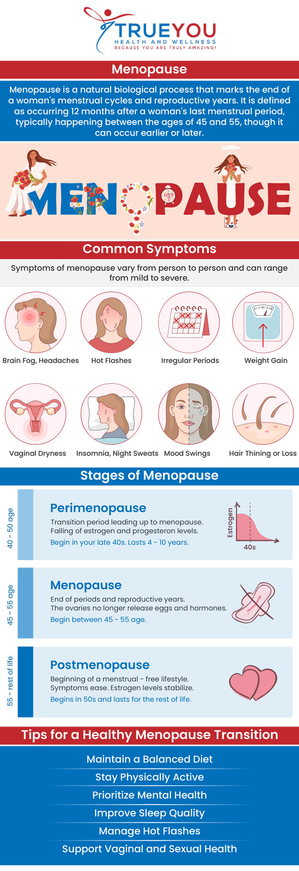 Menopause management focuses on alleviating symptoms like hot flashes, mood swings, and sleep disturbances through personalized treatments. At True You Health & Wellness Clinic, we offer tailored care to help women navigate this life transition with comfort and confidence. Our team offers menopause management at True You Health and Wellness Clinic. For more information, contact us or book an appointment online. Our clinic is conveniently located at 904 Princess Anne St Suite 207, Fredericksburg, VA 22401. Menopause management focuses on alleviating symptoms like hot flashes, mood swings, and sleep disturbances through personalized treatments. At True You Health & Wellness Clinic, we offer tailored care to help women navigate this life transition with comfort and confidence. Our team offers menopause management at True You Health and Wellness Clinic. For more information, contact us or book an appointment online. Our clinic is conveniently located at 904 Princess Anne St Suite 207, Fredericksburg, VA 22401.